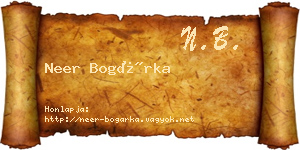 Neer Bogárka névjegykártya